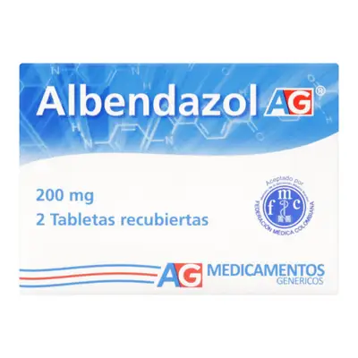ALBENDAZOL 200 MG 2 TABLETAS