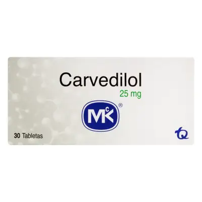 CARVEDILOL 25 MG 30 TABLETAS