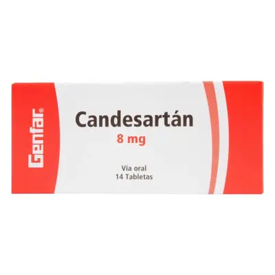 CANDESARTAN 8 MG 14 TABLETAS