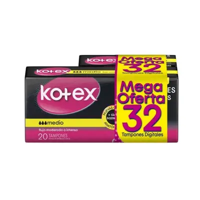 TAMP.KOTEX EV.DIG.MEDIO 20 + 12 UDS OFE