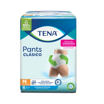 TENA PANTS CLASICO MEDIUM PAQ X 8