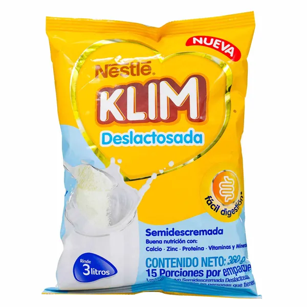 LECHE KLIM DESLACTOSADA SEMIDESCREMADA 360 GR