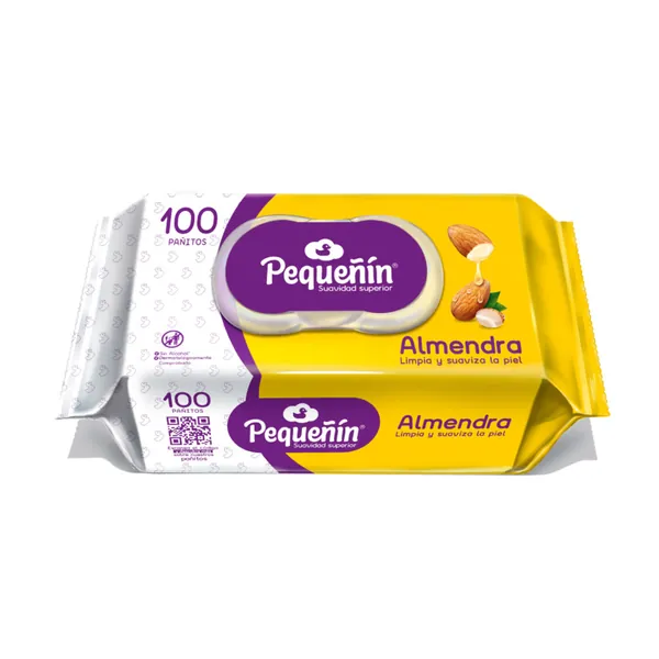 PAQUETE PANITOS HUMEDOS PEEQUENIN ALMENDRA 100 UNDS